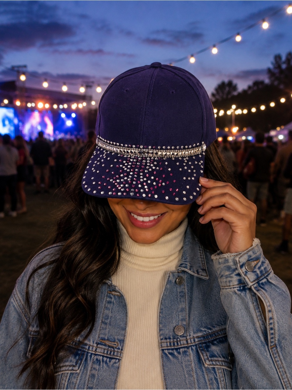 Handcrafted Rhinestone Shiny Bling crystal accents Streetwear HipHop style Cap